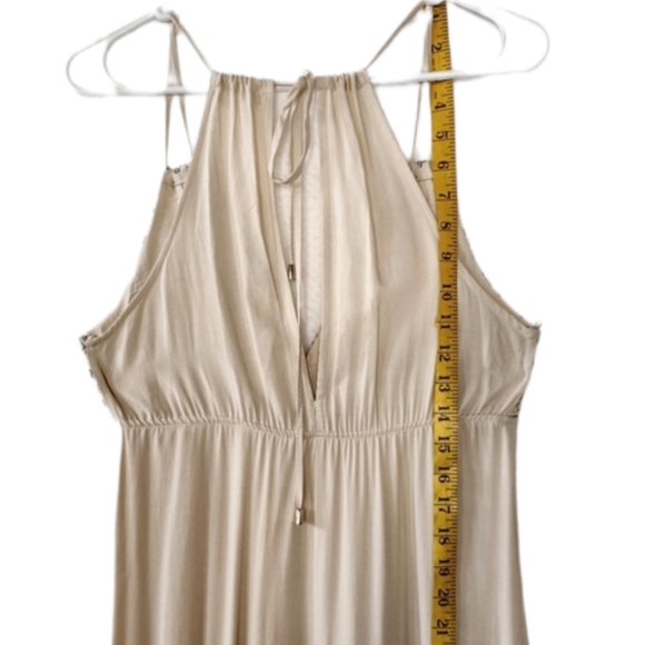 Spirit Hyw Maxi Dress Sz M Beige  Sleeveless Side Slit - Picture 8 of 13